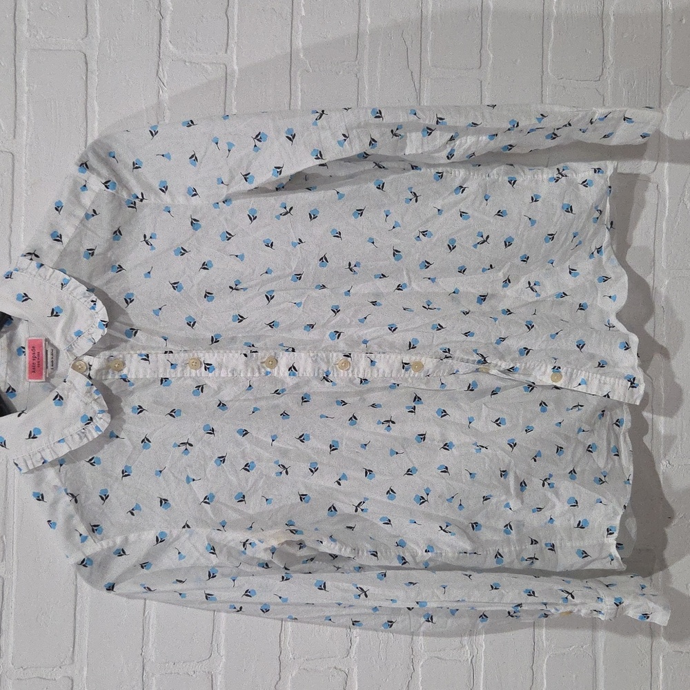 Kate Spade White Shirt with Blue Floral Design